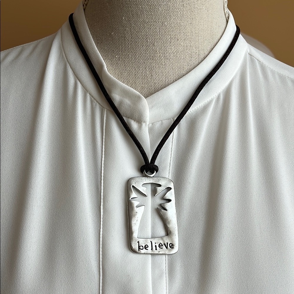 SEAGULL Pewter Angel Believe Pendant Necklace Vintage 1998 Canada
